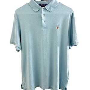 Polo Ralph Lauren Mens Classic Fit Heather  Blue Cotton Polo Shirt Size M FF27